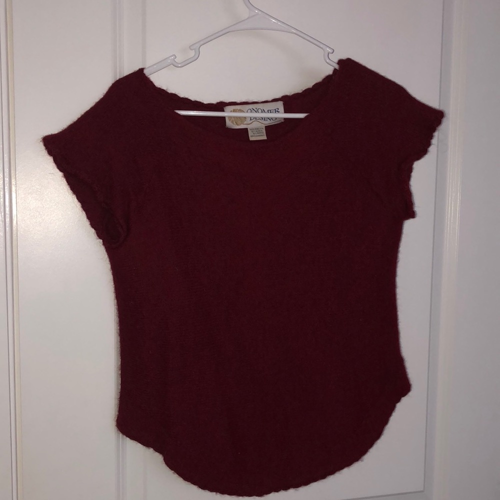 Deep red shortsleeved sweater - 65% ALPACA 35% ACRYLIC